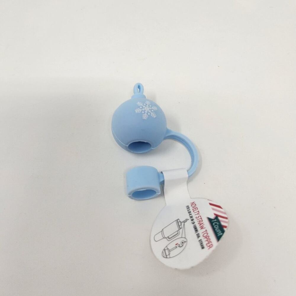 Light Blue With Snowflake Christmas Ornament Tumbler Straw Cover